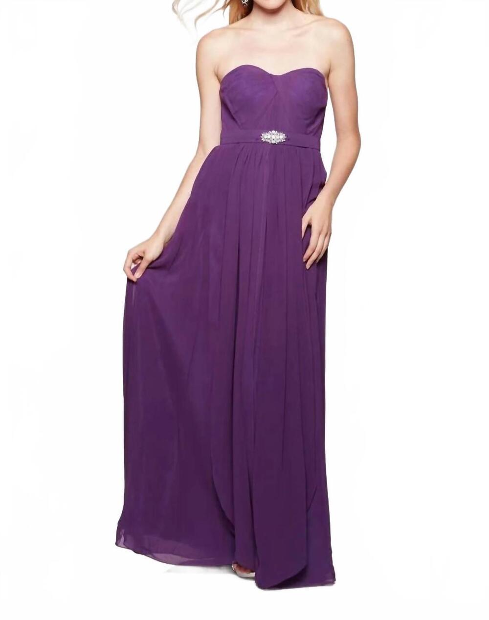 NEW LAST DRESS strapless chiffon dress in purple